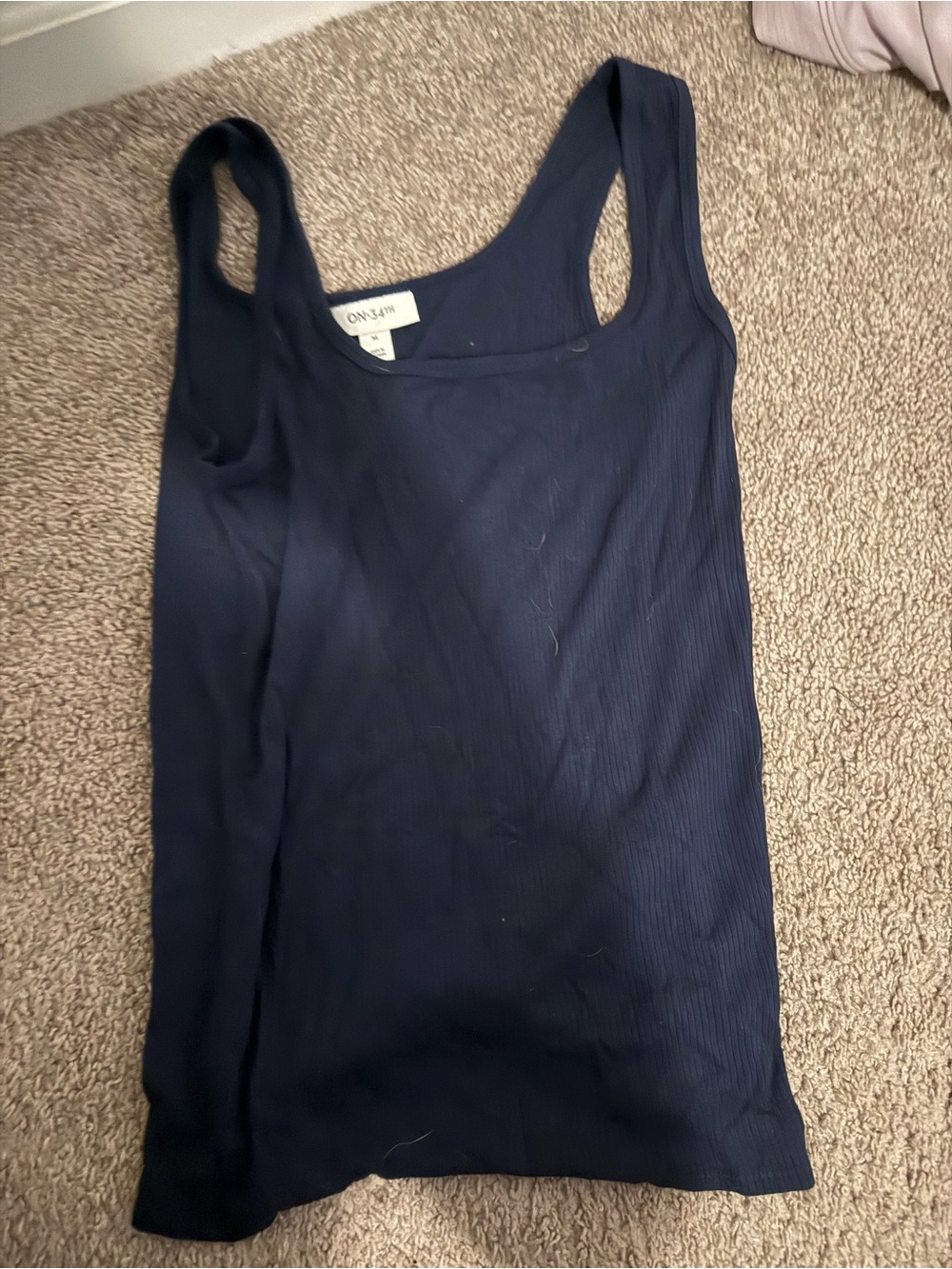 Navy Ribbed Tank Top for Women